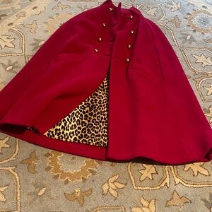 Vintage Burgundy ( not red) Cape with Leopard Lining Elite by Luba $150 M?  Siz?